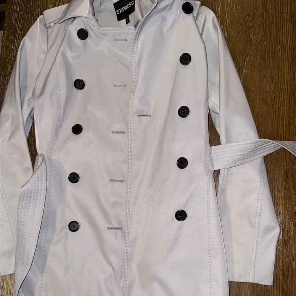 Express Light Gray Trench Coat - Picture 6 of 16
